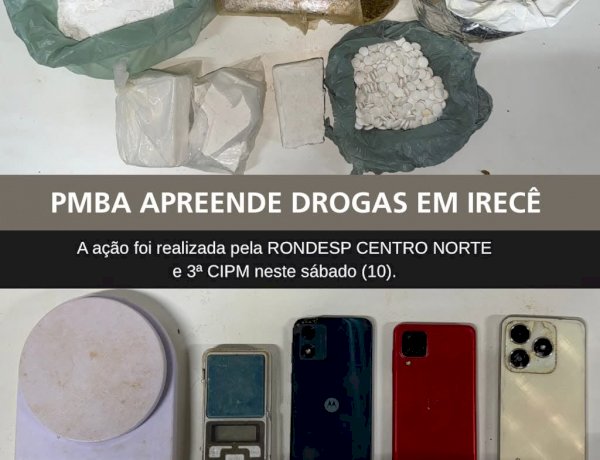 PMBA apreende mais de 2 kg de drogas e prende suspeito em Irecê