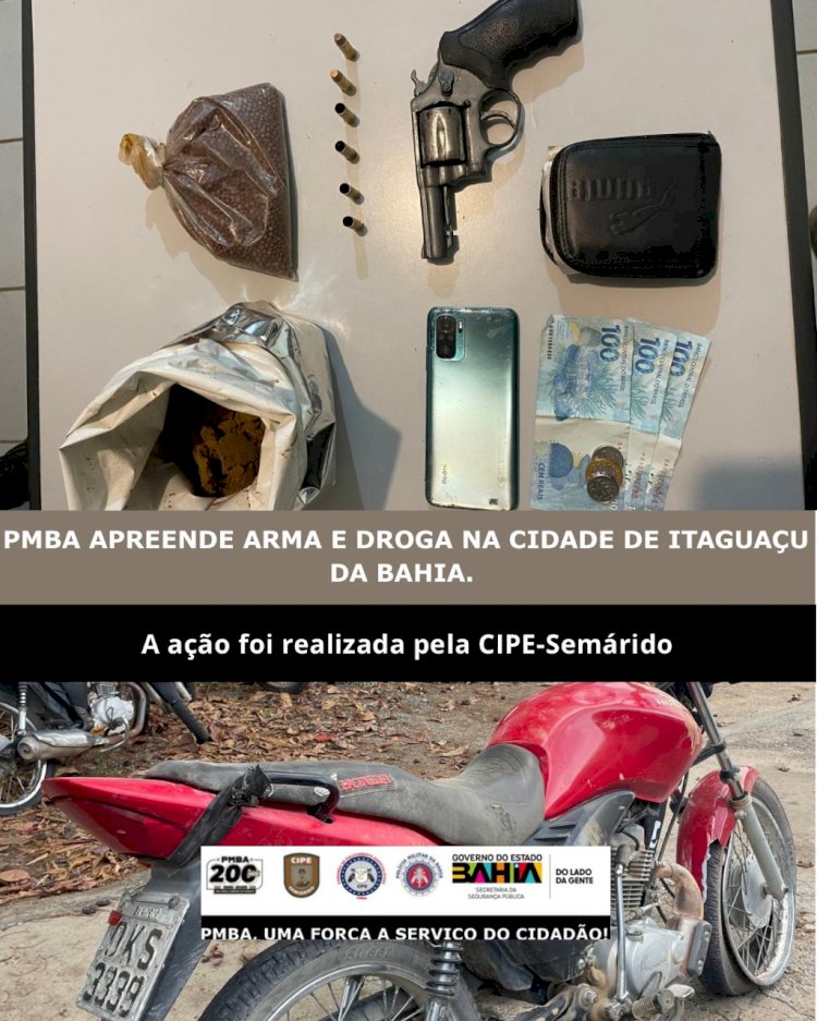 PM apreende arma e drogas após confronto em Itaguaçu da Bahia