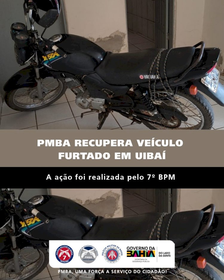Polícia recupera motocicleta furtada em área de matagal em Uibaí